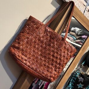 Myra Bag Rich Brown Woven Tote